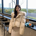 thumbnail image 3 of Nuevas chaquetas acolchadas de invierno para mujer, gruesas, holgadas, cálidas, con cuello de piel grande, chaquetas de plumón informales coreanas para la nieve para mujer, 3 of 4