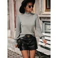 thumbnail image 6 of Women'S Autumn and Winter Sweaters, Lantern Sleeve Knitted Pullovers, Sweater Tops Grey L, 6 of 8