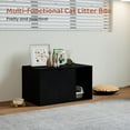 thumbnail image 5 of 31.3"x19.7" x 17.7" Modern Simplicity Litterbox Enclosure, Engineered Wood Corner Litter Box Enclosure, Decorative Cat Litter Box Enclosed for Bedroom, Living Room, Black, 5 of 14
