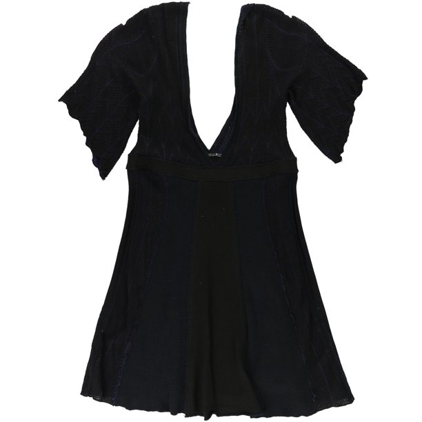 Vestido Suéter con cuello en V Free People azul grande