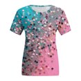 thumbnail image 4 of TSADFHJI Hauts pour Femmes Manches Longues Grande Taille Mode Col Rond Manches Courtes T-Shirts d'Été Blouse à Fleurs S, 4 of 5