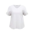 thumbnail image 4 of DARING DIVA Women's Plus Eyelet Embroidered Short Sleeve Blouse 4X White, 4 of 5