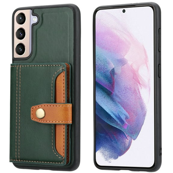 Compatible with Samsung Galaxy S23 Ultra Wallet Case Vintage Leather Full Protective Kickstand Case-Green
