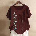 thumbnail image 4 of Birdeem Blouses pour Femmes Mode Imprimée Confortable Ample Manches Courtes Blouse Boutonnée Col Rond Décontracté, 4 of 12