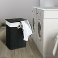 thumbnail image 2 of Costway Rectangle Bamboo Hamper Laundry Basket Washing Cloth Bin Rangier Lid Black, 2 of 9