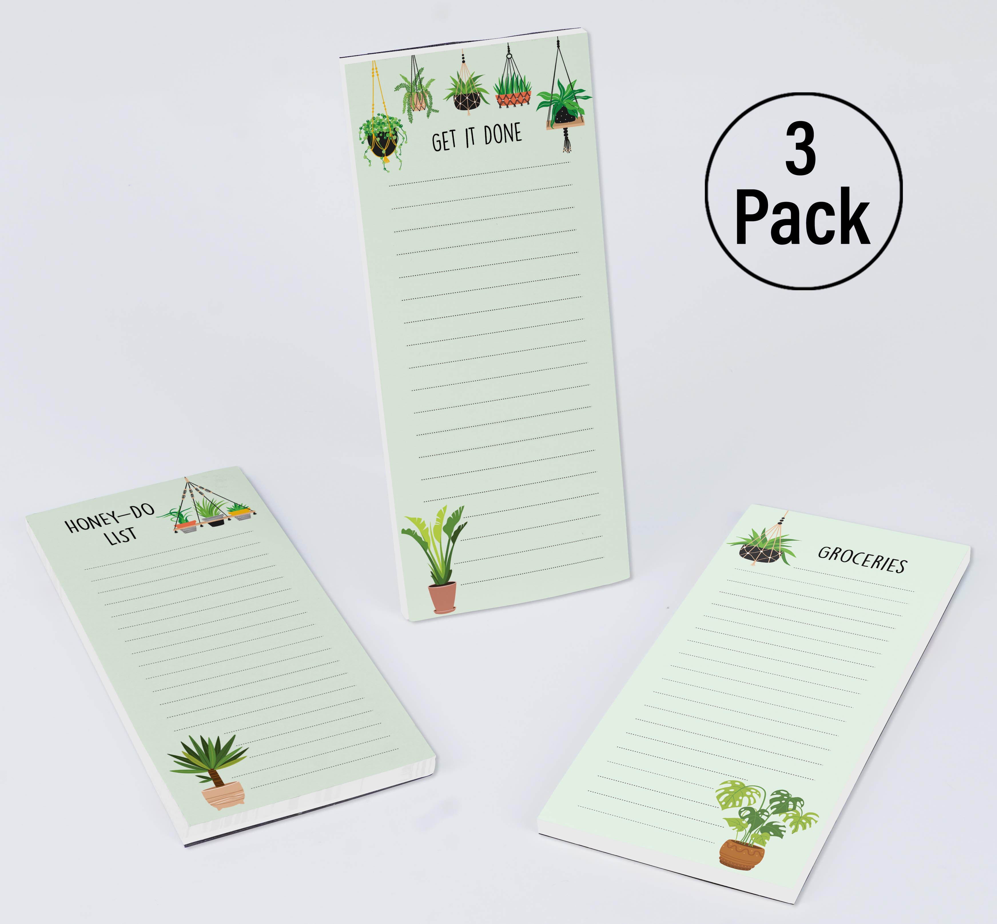 Inkdotpot Pack of 3 Magnetic Fridge To-Do List Notepads- Magnetic Memo Pads For Refrigerator-(50 Sheets Each)-HZ
