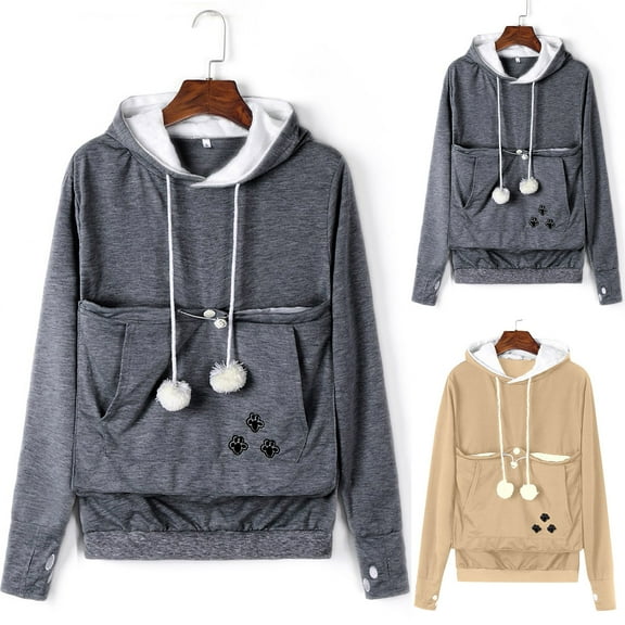 Meichang Pet Pouch Hoodie for Men Women Long Sleeve Hooded Pullover Puppy Pouch Sweatshirt Fleece Unisex Hoodies