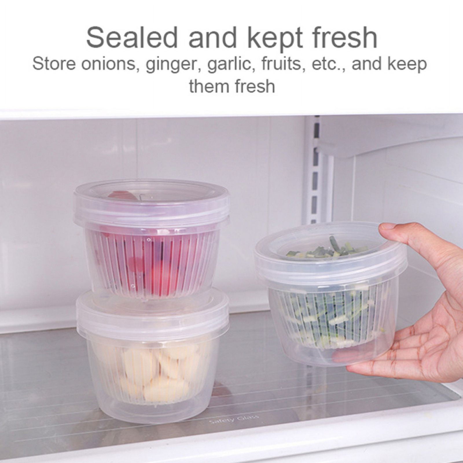 Yustuf 5-pack Fruit Storage Containers for Fridge Air Tight Vegetable  Produce Saver Containers Lettuce Berry Salad Cabbage Keeper BPA-Free  Kitchen