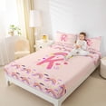 thumbnail image 3 of Feelyou Rainbow Letter K Queen Sheet Sets for Girls, Cartoon Lover Heart Bed Set for Bedroom, Pink, 4pcs, 3 of 5