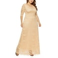 thumbnail image 4 of SWSMCLT Women's Short Sleeve Dress Maxi Semi Full Length Evening Gown Formal Lace Overlay Bridesmaid Dresses Summer (L-2XL) Apricot XX-Large, 4 of 4