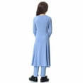 thumbnail image 5 of YWDJ Girls White Casual Dress Long Dress Medium Big Girls Long Sleeve V Neck Colorblock Dress Sky Blue 16-17T, 5 of 6