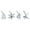 thumbnail image 1 of Haute Decor MantleClip Stocking Holder with Holiday Icons, Silver (4 Pack), 1 of 5