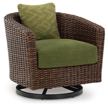 Signature Design by Ashley Horizon Hall All-Weather Outdoor Swivel Lounge with Cushion, Green