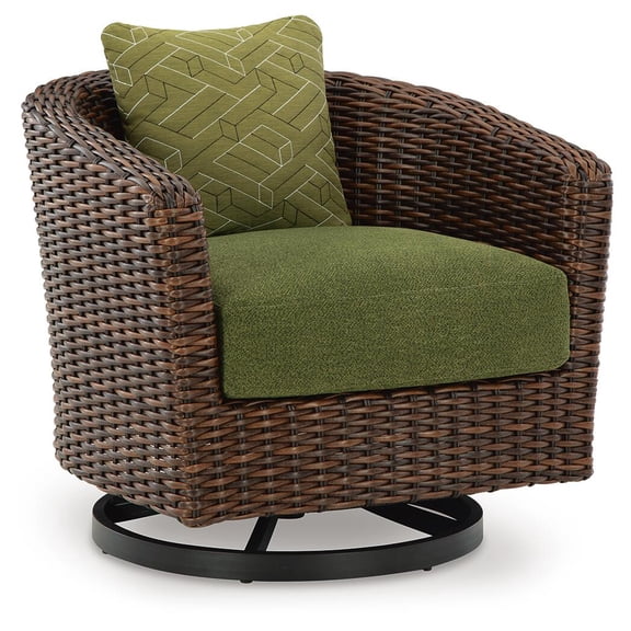 Signature Design by Ashley Horizon Hall All-Weather Outdoor Swivel Lounge with Cushion, Green