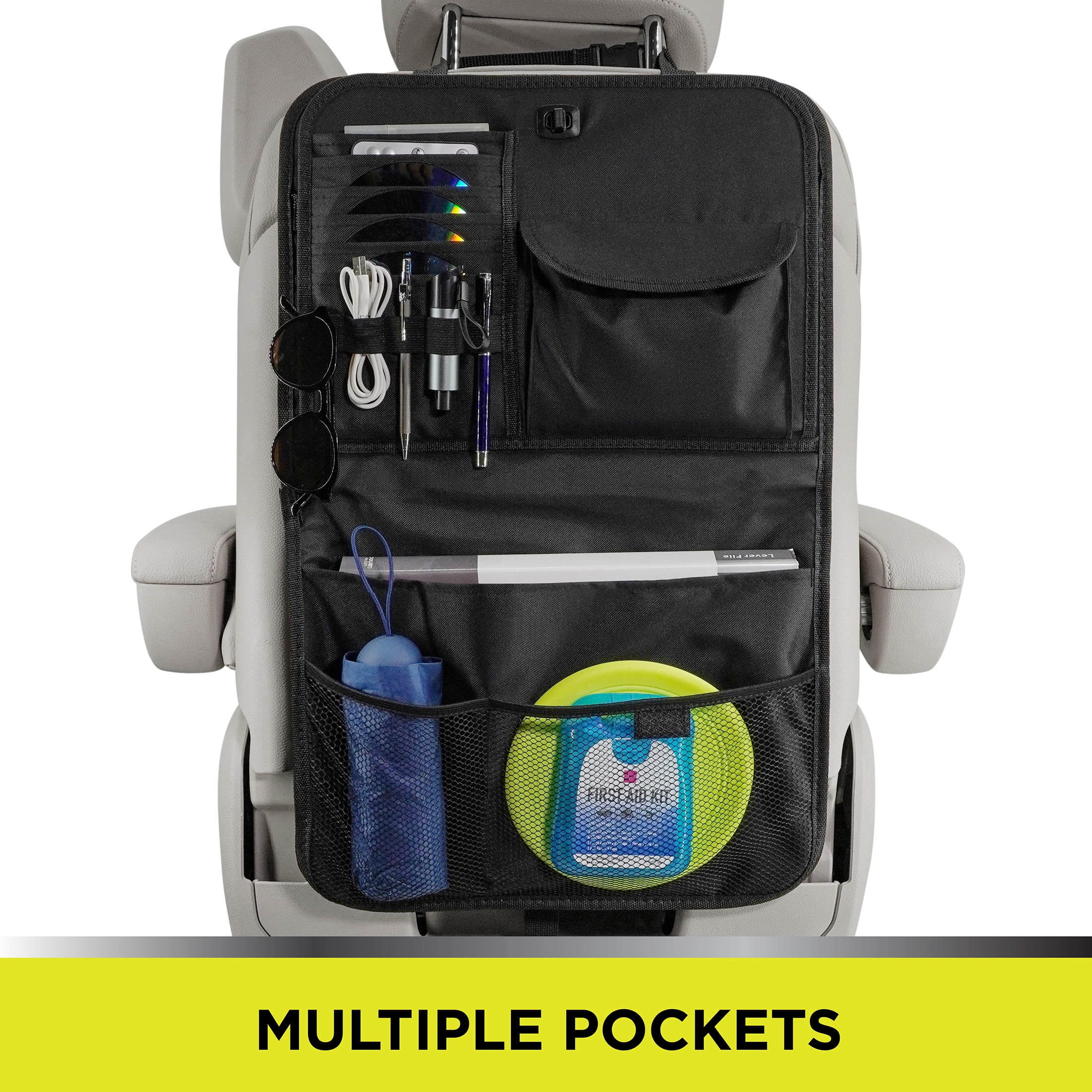 Auto Drive Black Multi-Pocket Backseat Organizer Fits On All Type Vehicles  1 Pack, 23.43*15.16