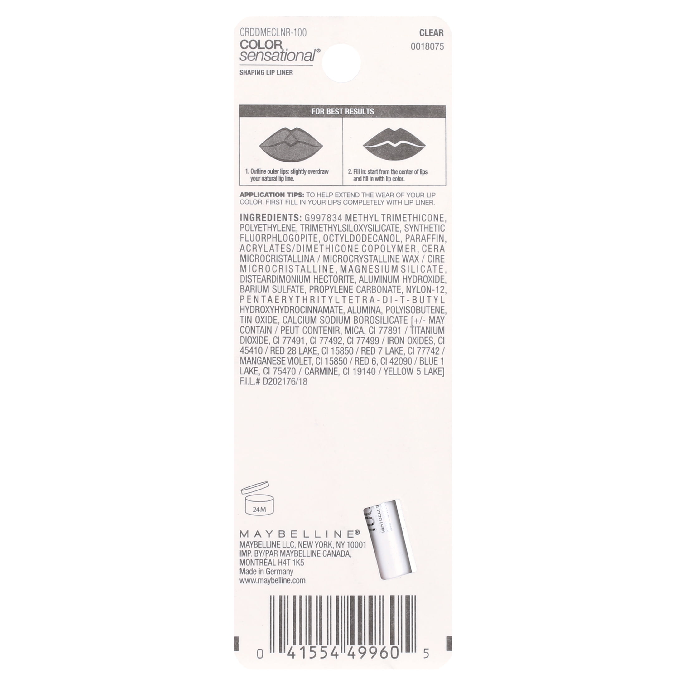 (2 pack) Maybelline Color Sensational Shaping Lip Liner Makeup, Clear