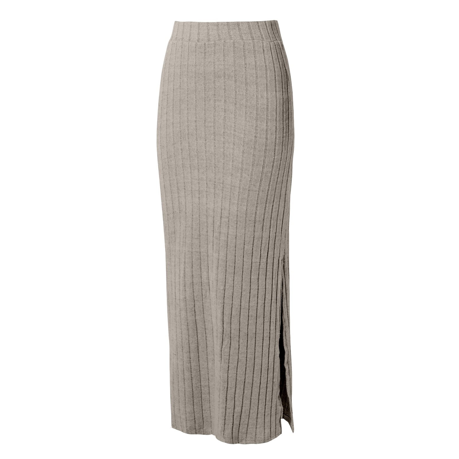 toraway Skirts for Women Plus Size Women's Slim Knitted Maxi Skirt