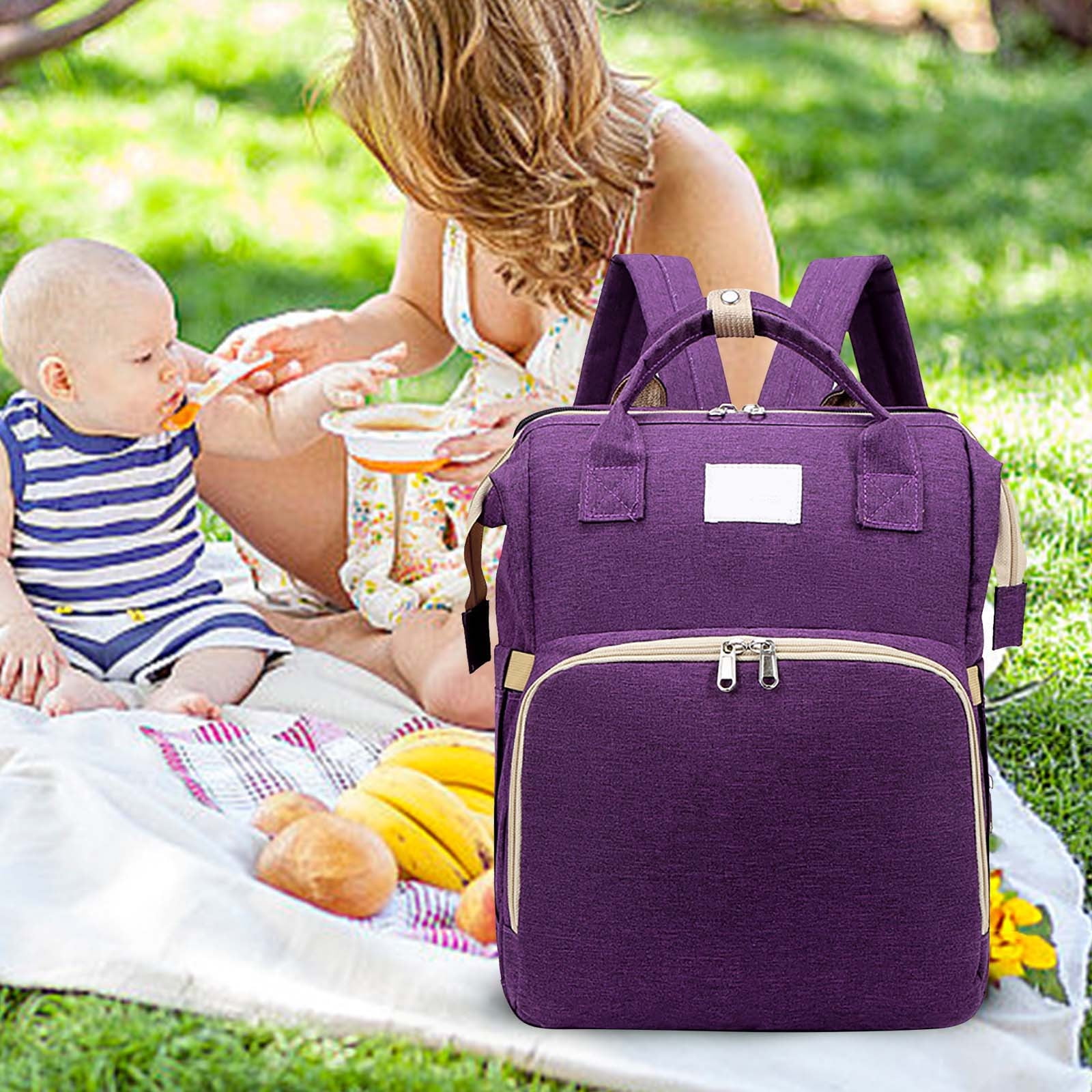 Baby Diaper Bag Backpack,Diaper Bag Backpack with Changing Station,Large Baby Diaper Bag,Multifunctional Travel Diaper Waterproof Backpack for Baby,With Portable Diaper Pad