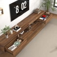 thumbnail image 4 of Blotout 94.5'' Minimalist Floating TV Stand, Modern Wall-Mounted Media Console with 4 Drawers for Wall-mounted TV Up to 110'', Brown, 4 of 9