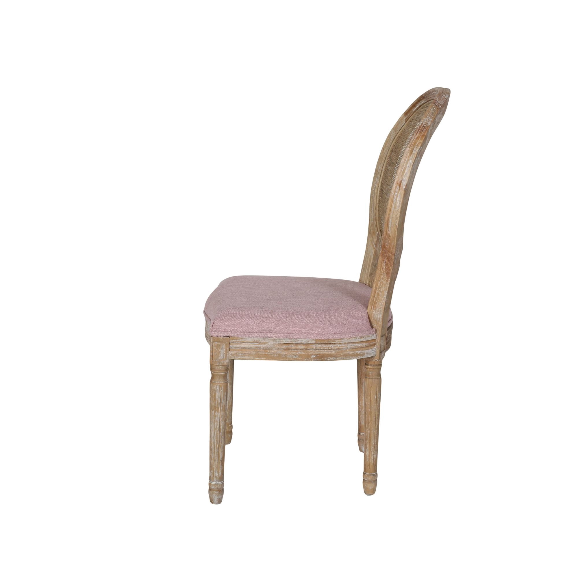 Noble House Theodore French Fabric Dining Chairs, Set of 2, Pink