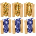 thumbnail image 1 of Wood Handle Jump Rope for Exercise Assorted Color Adjustable Length Wood and Bamboo 6Pcs, 1 of 8