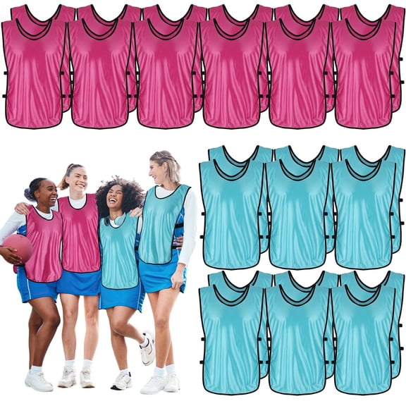 24 Pcs Pinnies Scrimmage Vests, Soccer Basketball Training Jerseys, Team Sports Practice Vests