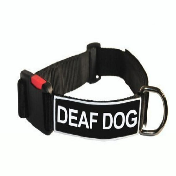 Dean and Tyler Patch Collar, Nylon Dog Collar with DEAF DOG Patches