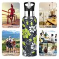 thumbnail image 7 of Yayeee 33oz Insulated Water Bottle Double Wall Stainless Steel with Flip Straw Lid, White Flower Pattern, 7 of 7
