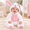 thumbnail image 5 of Baby Animal Halloween Costumes Soft Warm Bunny Halloween Hooded Jumpsuit Infant Halloween Dress Up, 5 of 9
