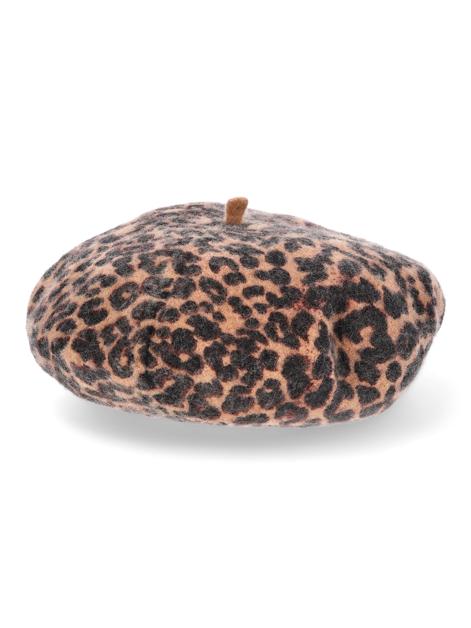 No Boundaries Women's Print Beret, One Size, Leopard