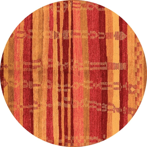 Ahgly Company Indoor Round Oriental Orange Industrial Area Rugs, 5' Round