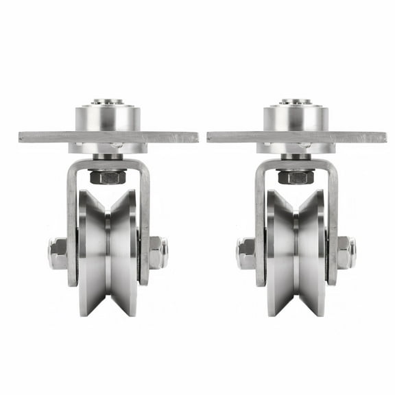 2pcs 3in Swivel Track Roller with Plate 304 Stainless Steel Heavy Duty Sliding Gate Wheels for Track Rail, Rolling Driveway Gate