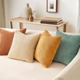 thumbnail image 4 of Decorative Throw Pillow Covers Cushion Cases, Set of 4 Soft Velvet Modern Double-Sided Designs, Mix and Match for Boho Farmhouse Fall Home Decor (18x18 inch, Orange/Teal), 4 of 7