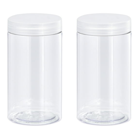 Uxcell 14oz/ 400ml Round Plastic Jars with Transparent Screw Top Lid for Storage 2Pack