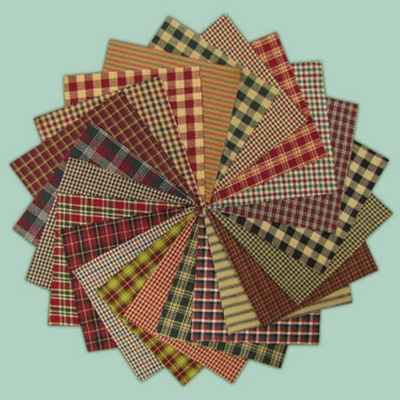 40 Rustic Christmas Homespun 6 inch Quilt Squares Charm Pack by JCS Fabric