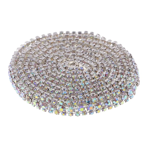 Adorno para tarta de novia con cadena de cristal de 1 yarda, con cierre de diamantes de imitación, color plateado Diamante color plata