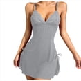 thumbnail image 2 of Stamzod Women's Lace Nightgown with Briefs 2 Piece Set V Neck Night Dress Sleepwear Side Drawstring, Adjustable Spaghetti Straps, Bow Detail S, 2 of 10