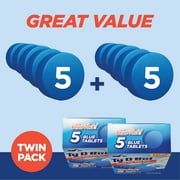 Ty‑D‑Bol Toilet Bowl Cleaner Tablets, Unscented, 5 Blue Tablets, 2 Pack
