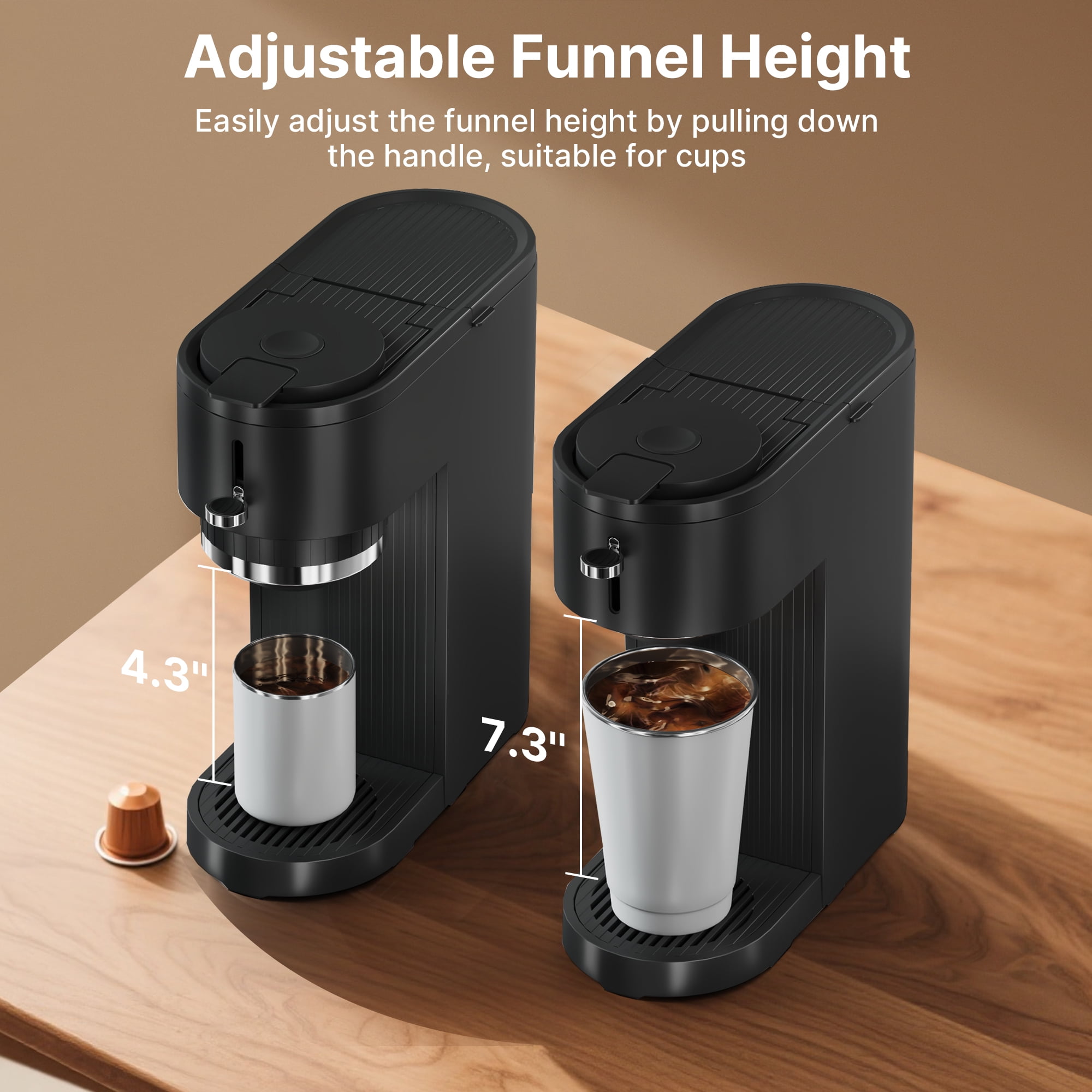 Coffee Maker 2-in-1 Single Serve Coffee Machine for K-Cup Capsule Pod and Ground Powder Brewer for Home Office Kitchen