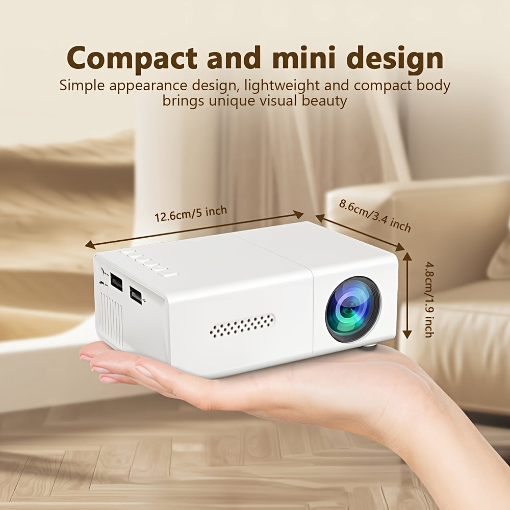 Portable Mini Projector, USB-powered, Native Resolution 320X240 1080P Full HD HomeTheater Projector, Compatible with Smartphones/tablets/laptops, Ideal for Movies, Gaming, Plug-and-play Mini Cinema.