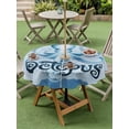 thumbnail image 3 of Outdoor Tablecloth with Umbrella Hole and Zipper, Navy Blue Octopus Round Table Cloth 54 Inch Waterproof Tablecloth, Coastal Bubbles Ocean Waves Picnic Table Cover for Patio Camping, 3 of 7