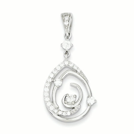 Sterling Silver Fancy Swirl w/ CZ Teardrop Pendant QP1928