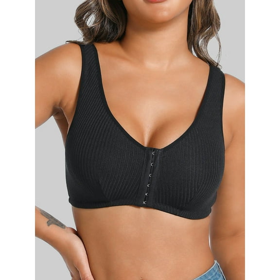 Women's Front Closure Wireless Bra Push Up Bralettes Full Coverage Bras