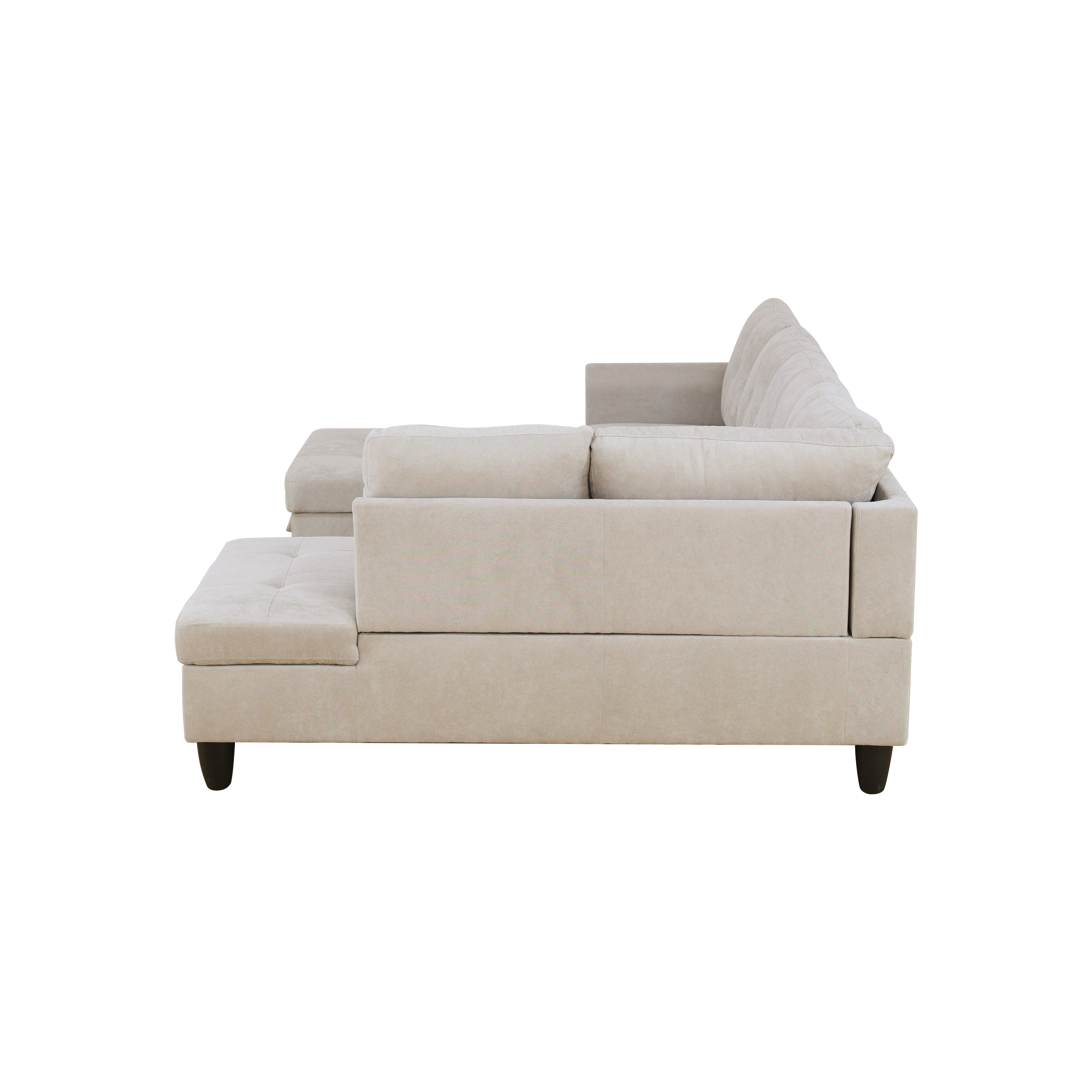 MAYEERTY 97" Sectional Sofa Fluffy Fabric Modular Couches with Reversible Chaise without Ottoman, Light Grey(Right)
