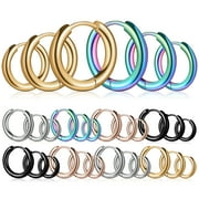 ABBAGEBA 15 Pairs Cartilage Earrings Small Hoops Earrings Set Piercing Earrings for Women Men