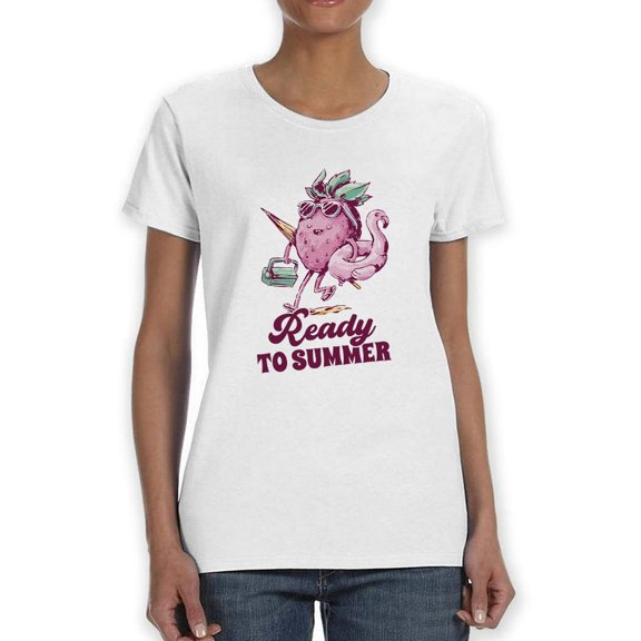 Ready To Summer Shaped T-Shirt Women -Smartprints Designs, Female Large