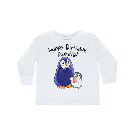 

Inktastic Happy Birthday Auntie!- Cute Penguins Gift Toddler Boy or Toddler Girl Long Sleeve T-Shirt