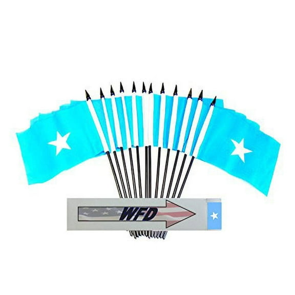 Pack of 12 4"x6" Somalia Polyester Miniature Office Desk & Little Table Flags, 1 Dozen 4"x 6" Somalian Small Mini Hand Waving Stick Flags