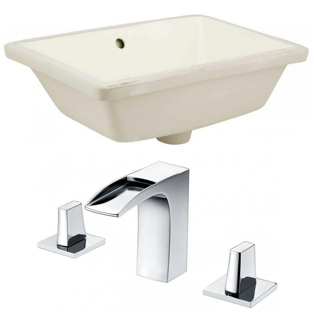18.25-in. W Rectangle Bathroom Undermount Sink Set In Biscuit - Chrome Hardware AI-22814