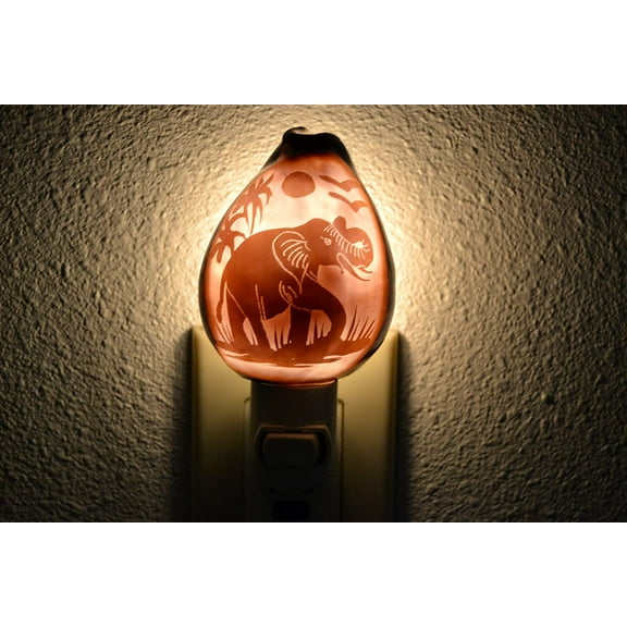 Carved Purple Elephant Seashell Nightlight